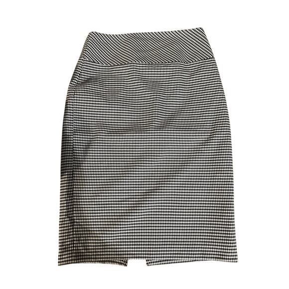 Express Houndstooth Pencil Skirt Black White Size 6 - Picture 1 of 4